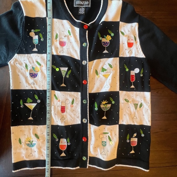 Terrazzo Women's Embellished Cocktail Cardigan, Beads sequins, Size Medium - Picture 10 of 12